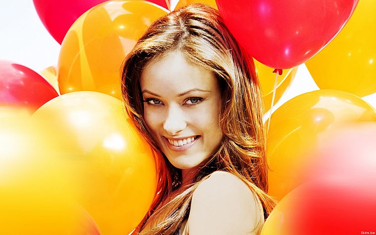 women, actress, models, Olivia Wilde, celebrity, balloons - desktop wallpaper