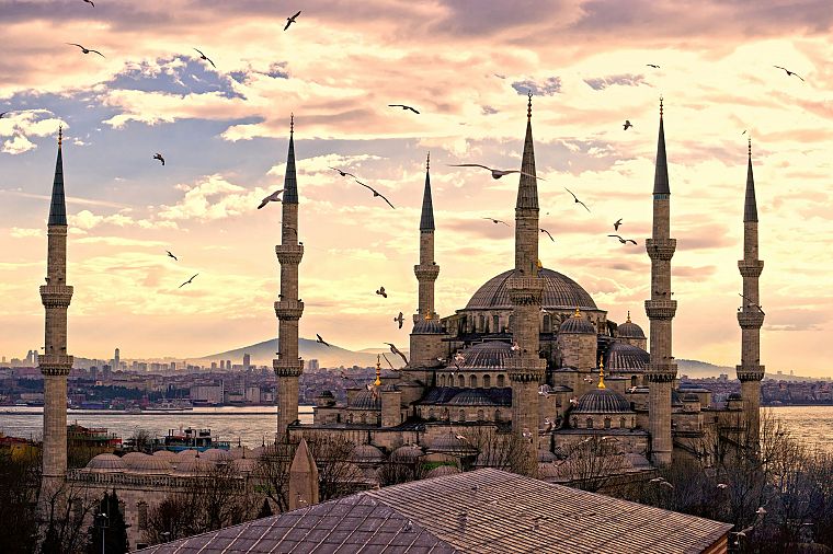 sunset, District, Turkey, Istanbul, Blue Mosque, Sultanahmet - desktop wallpaper