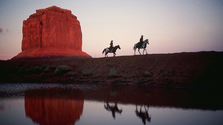 Arizona, horseback riding, rock formations - desktop wallpaper