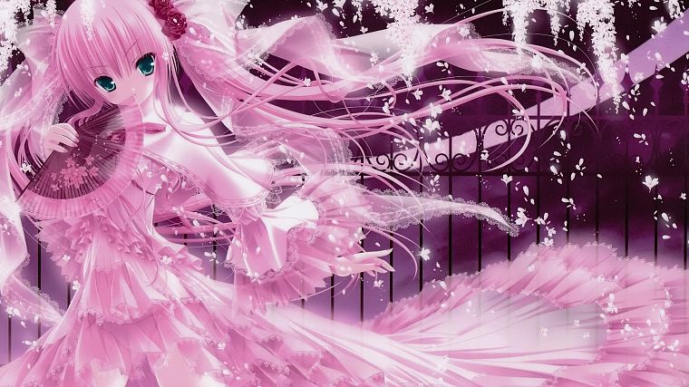 pink, artwork, Tinkle Illustrations, anime girls - desktop wallpaper