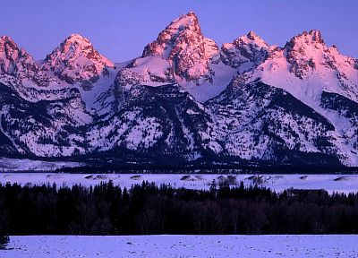 sunrise, Wyoming, Grand Teton National Park, glow, range, National Park - desktop wallpaper