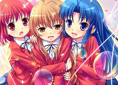 school uniforms, Aisaka Taiga, Kushieda Minori, Toradora, Kawashima Ami, anime girls - random desktop wallpaper