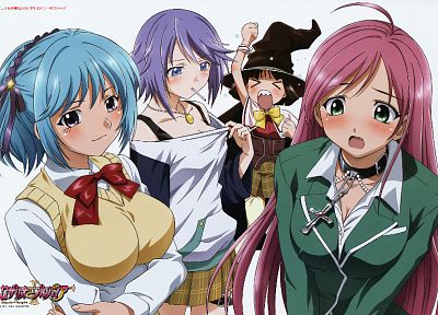 school uniforms, Shirayuki Mizore, Akashiya Moka, Kurono Kurumu, anime girls, Rosario to Vampire, Sendou Yukari - related desktop wallpaper