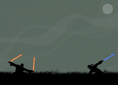 Star Wars, lightsabers, silhouettes, simplistic - random desktop wallpaper