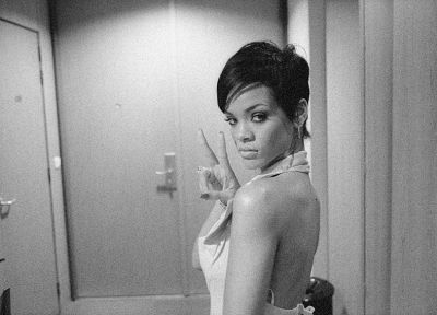 women, Rihanna, celebrity, singers, monochrome - desktop wallpaper