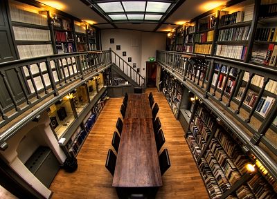 library, tables, books, interior, wood floor - desktop wallpaper