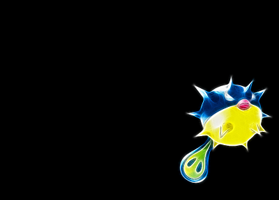 Pokemon, simple background, black background, Qwilfish - desktop wallpaper