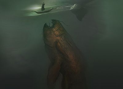 water, monsters, fish, fantasy art, artwork - desktop wallpaper
