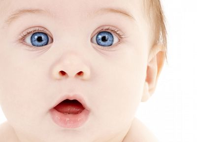 blue eyes, baby, faces, white background - desktop wallpaper