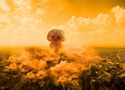 skulls, digital art, nuclear explosions, photo manipulation - related desktop wallpaper