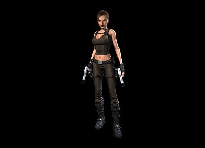 Tomb Raider, CGI, Lara Croft, weapons, black background - desktop wallpaper