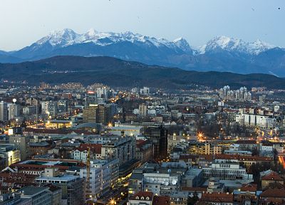 sunset, cityscapes, Slovenia, ljubljana - duplicate desktop wallpaper