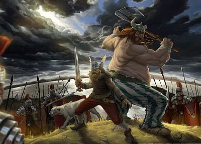fantasy art, warriors, Asterix and Obelix - desktop wallpaper