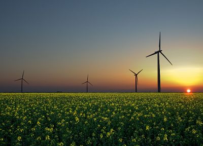 landscapes, nature, energy, fields, windmills, wind generators, wind turbines - desktop wallpaper
