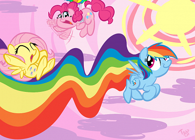 My Little Pony, Fluttershy, Rainbow Dash, Pinkie Pie, My Little Pony: Friendship is Magic - desktop wallpaper