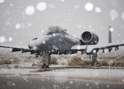 snow, aircraft, military, Warthog, A-10 Thunderbolt II, A-10 - desktop wallpaper