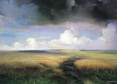 paintings, clouds, landscapes, artwork - related desktop wallpaper