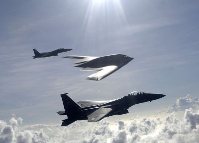 aircraft, military, bomber, planes, F-15 Eagle, B-2 Spirit - desktop wallpaper