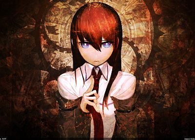 redheads, tie, anime, Steins;Gate, Makise Kurisu, purple eyes, anime girls - desktop wallpaper