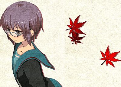 school uniforms, glasses, Nagato Yuki, The Melancholy of Haruhi Suzumiya - desktop wallpaper