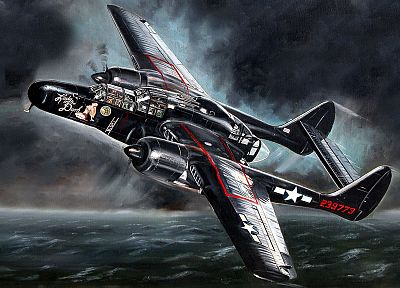 aircraft, military, World War II, P-61 Black Widow - random desktop wallpaper