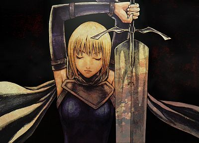 blondes, Claymore, Clare, anime girls, swords, arms raised - random desktop wallpaper