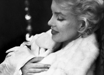 Marilyn Monroe, grayscale, monochrome - duplicate desktop wallpaper