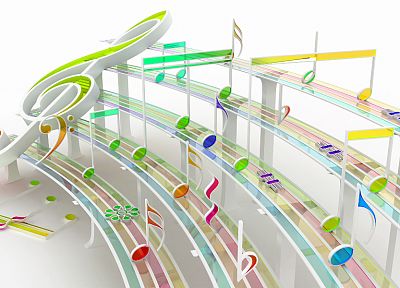 music, CGI, chromatic, musical notes, K3 Studio - desktop wallpaper