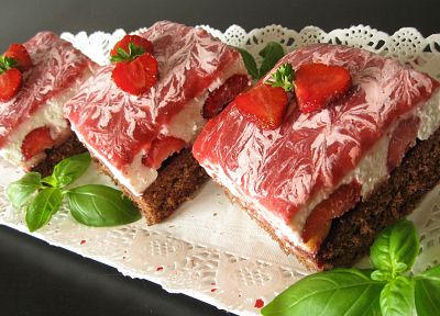 food, strawberries, cakes - desktop wallpaper