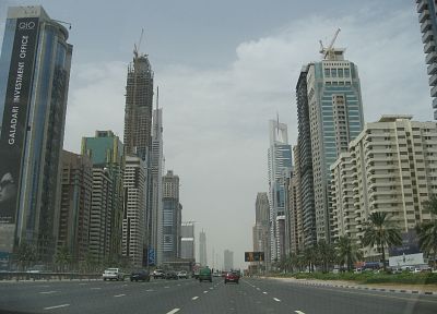 streets, Dubai, traffic, skyscrapers - random desktop wallpaper