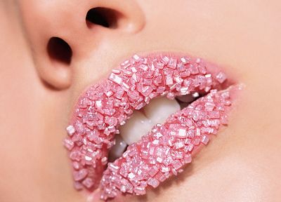 close-up, lips, sugar, crystals, macro, faces - random desktop wallpaper