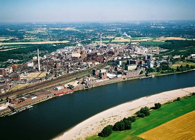 Germany, industrial plants, rivers - desktop wallpaper