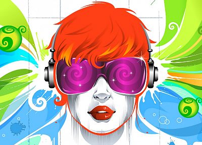 women, abstract, music, sunglasses, artwork - desktop wallpaper
