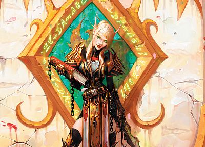 women, video games, World of Warcraft, Blood Elf, horde, paladin - desktop wallpaper