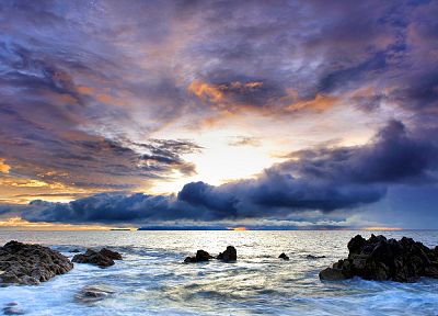 ocean, clouds, nature, rocks, skyscapes, sea - random desktop wallpaper