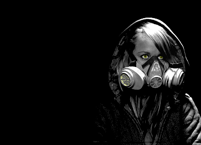 women, gas masks - random desktop wallpaper