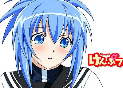 school uniforms, blue hair, short hair, Kampfer, anime, simple background, Senou Natsuru, anime girls, sailor uniforms - random desktop wallpaper