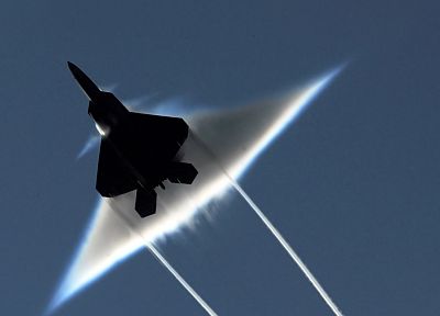 aircraft, Boom, F-22 Raptor, sound barrier - random desktop wallpaper