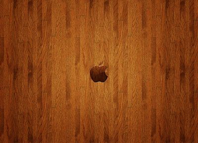 Apple Inc., wood panels, logos - random desktop wallpaper