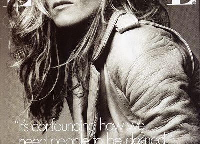 Jennifer Aniston, monochrome, Elle magazine - related desktop wallpaper