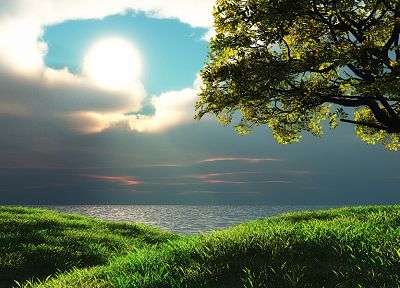 water, clouds, landscapes, nature, trees, sunlight, skyscapes - random desktop wallpaper