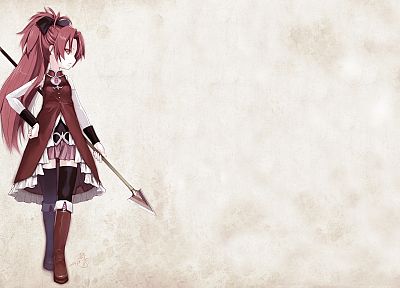 redheads, Mahou Shoujo Madoka Magica, Sakura Kyouko, anime, spears, anime girls - duplicate desktop wallpaper