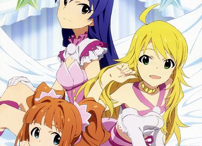 stars, Kisaragi Chihaya, illustrations, anime, Hoshii Miki, anime girls, Takatsuki Yayoi, Idolmaster - related desktop wallpaper