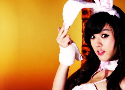 women, models, Hwang Mi Hee, Asians, Korean, bunny ears, bangs - duplicate desktop wallpaper