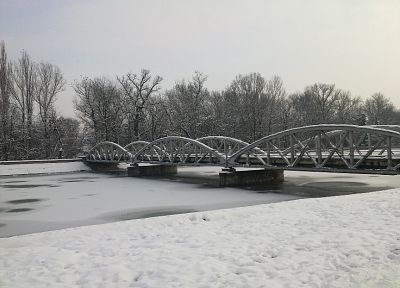 landscapes, winter, snow, bridges - random desktop wallpaper
