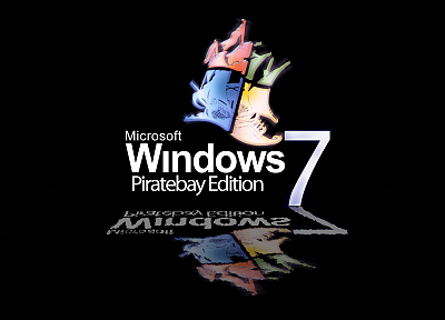 Windows 7, The Pirate Bay, black background - desktop wallpaper