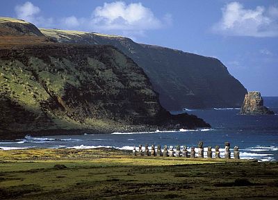 Chile, Easter Island, guardians, moai, site - random desktop wallpaper
