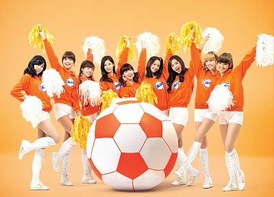 women, cosplay, Girls Generation SNSD, cheerleaders, soccer balls - random desktop wallpaper