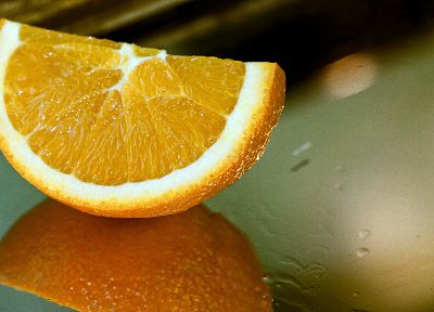 oranges, orange slices, reflections - desktop wallpaper