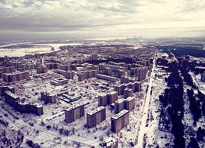 winter, snow, Pripyat, Chernobyl, abandoned city, cities - random desktop wallpaper